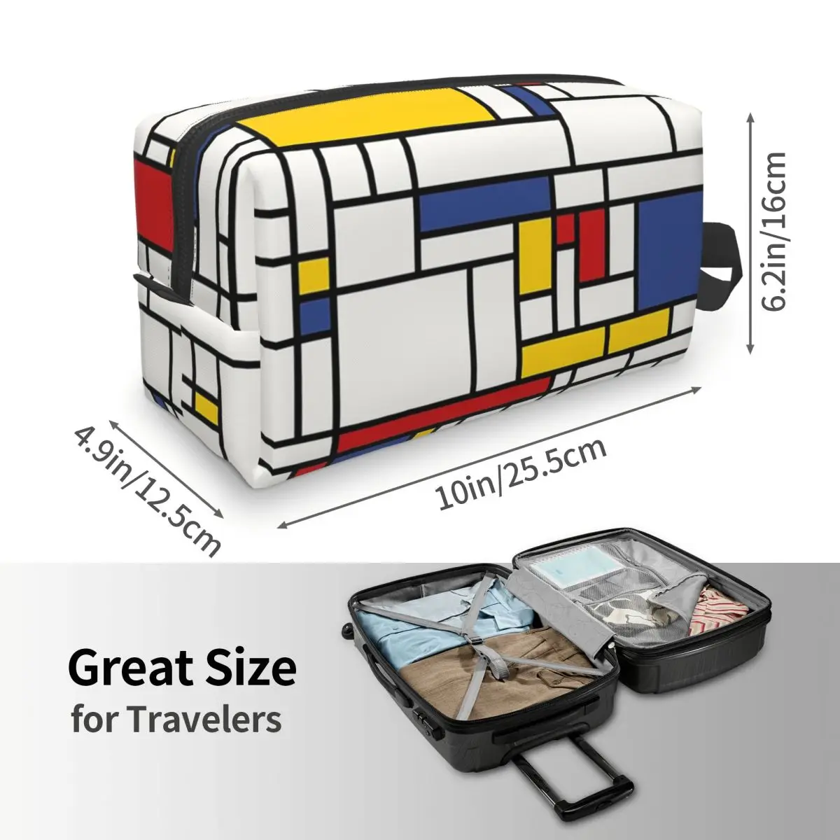 Piet Mondrian Makeup Bag Cosmetic Organizer Storage Dopp Kit Toiletry Cosmetic Bag for Women Beauty Travel Pencil Case