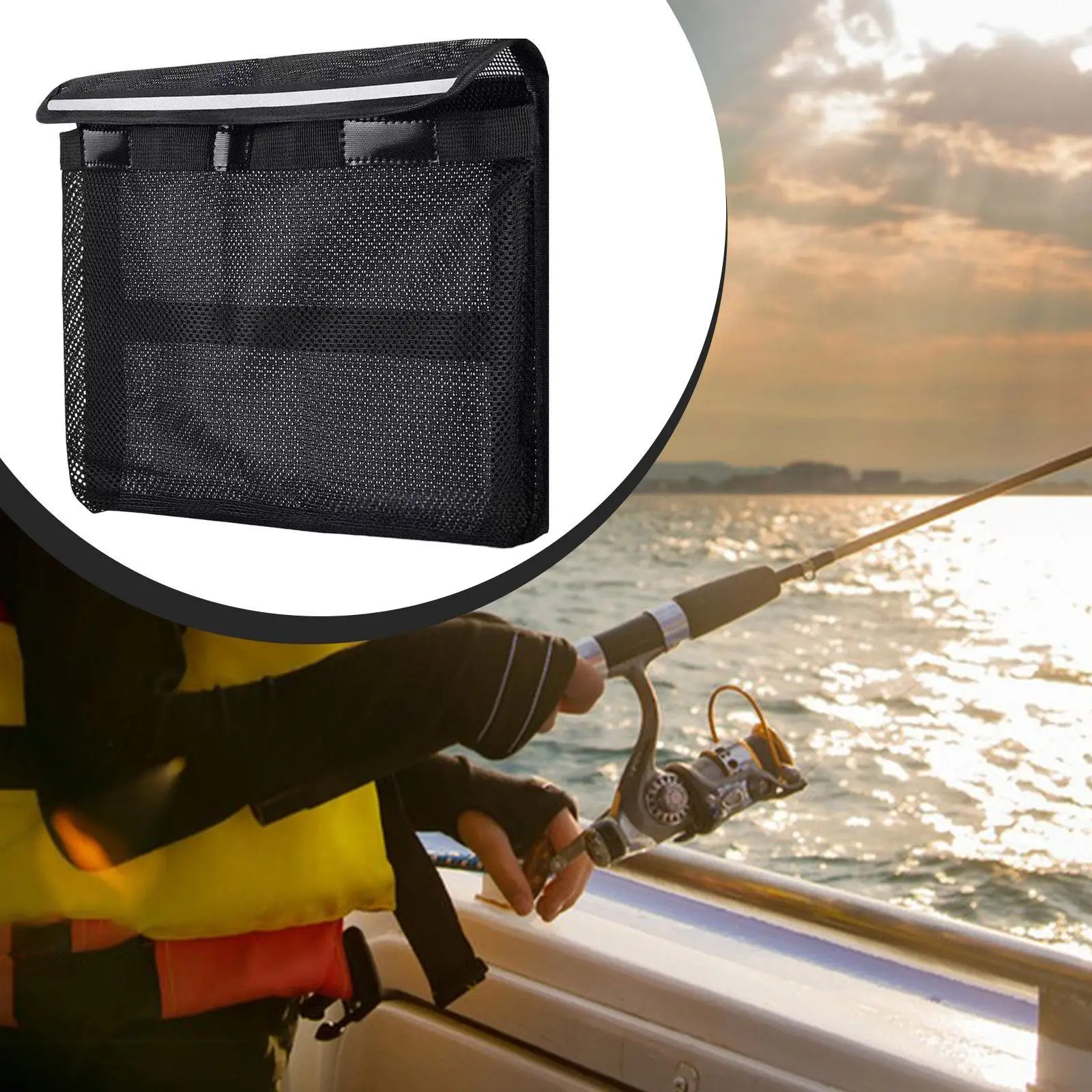 

Boat Storage Bag Marine Organizer Mesh Bag Waterproof Polyester Self Sticky