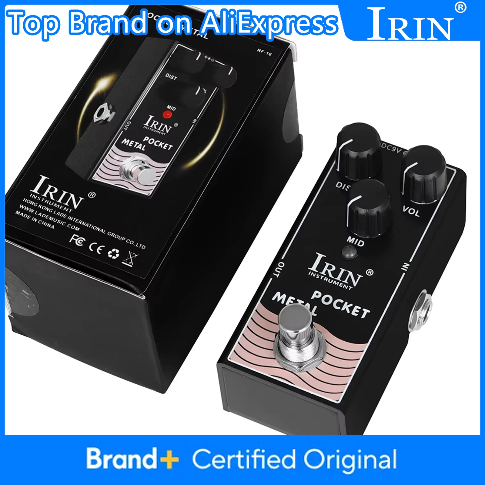 

IRIN RF-16 Pocket Metal Distortion Guitar Effect Pedal True Bypass Metal Distortion Effect Guitar Pedal with Mid Knob Parts