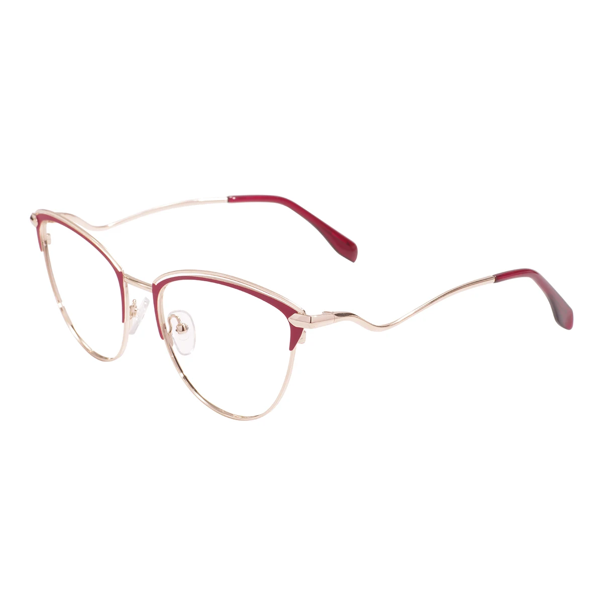 Metal Large Women Cat Eye Glasses Frame Red Big Square Kitten Luxury Stylish Spectacle For Optical Prescription Lenses