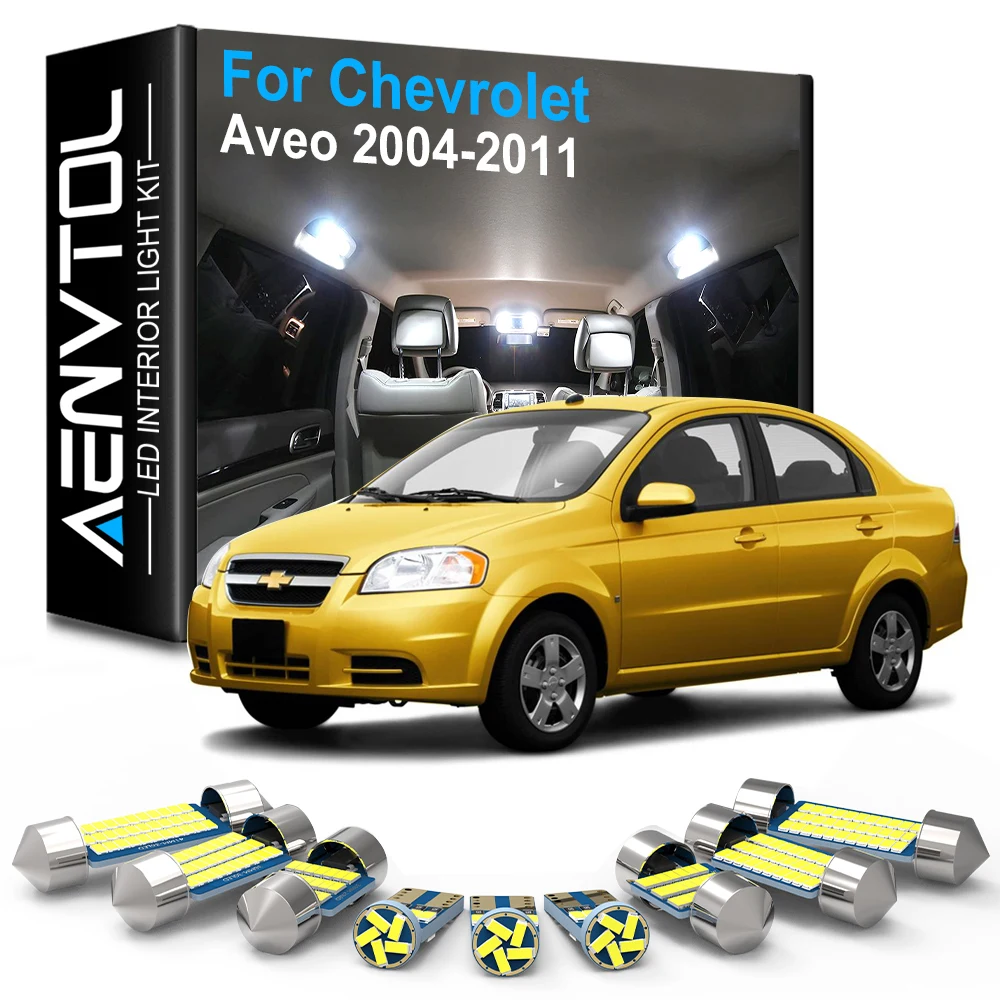 AENVTOL Canbus 6pcs LED Interior Map Dome  License Plate Light For Chevrolet Aveo Chevy 2004 2005 2006 2007 2008 2009 2010 2011