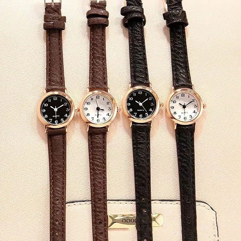  Exquisite Little Ladies Dress Watch Retro Leather Female Clock Brand Ladies Fashion Mini Design Couple Watch Clock Watch Women 