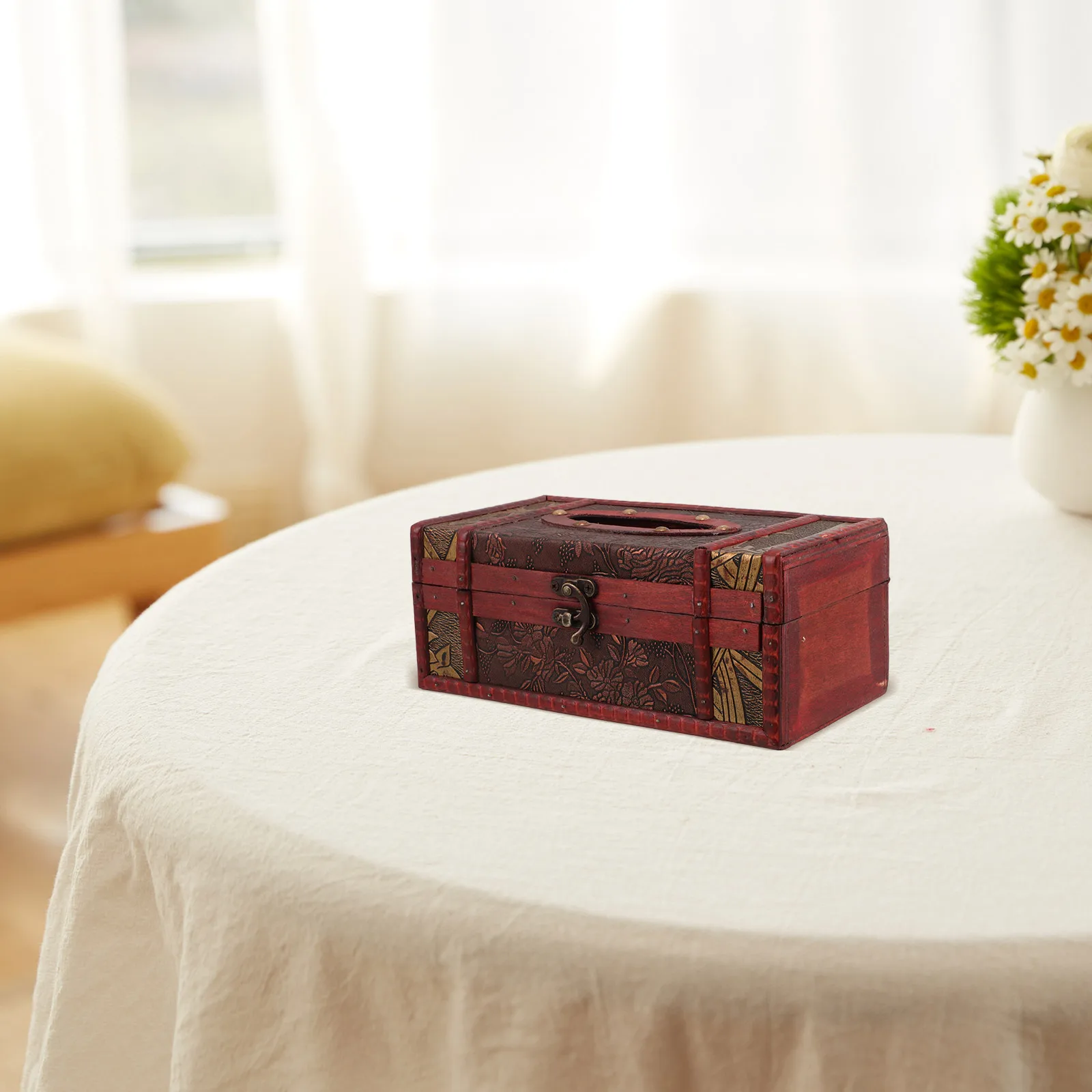 

Wooden Tissue Box Holder Distressed Home Car Storage Dispenser Organizer Napkin Kitchen Multi Functional