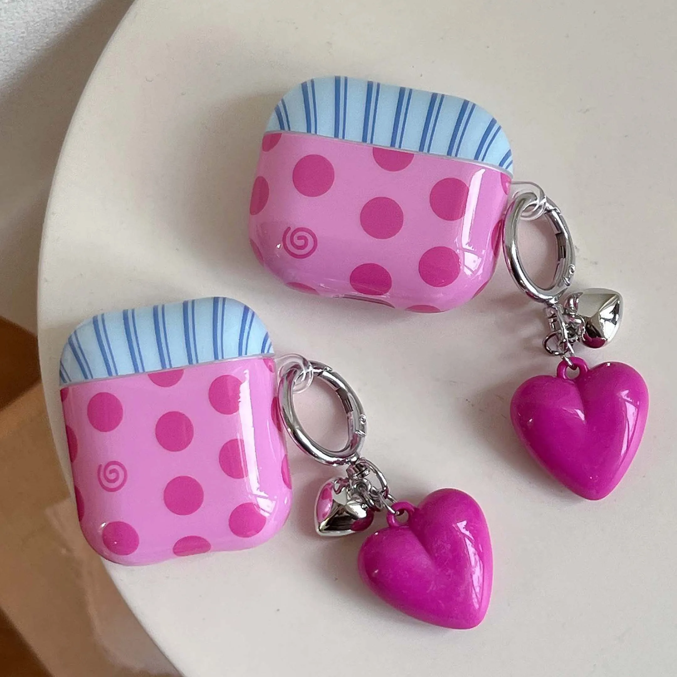 Cute point imd custodia per auricolari ciondolo amore scatola di ricarica bluetooth senza fili copertura del fumetto per apple airpods 1 4 pro 2nd 2 3 capa