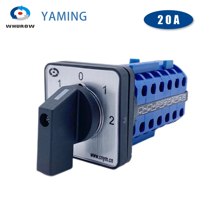 LW26-20/6 Cam Switch Panel Mounting Power Rotary Changeover 5 Positions 24 Terminals Screws Silver Contact YMW26