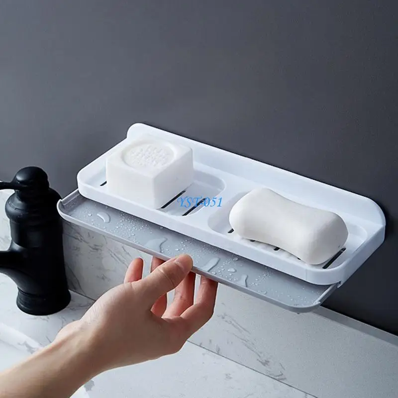 

E15A Wall Mounted Soap Storage Tray Drawer-Type Soap Dishes for Bathroom Kitchen Sink
