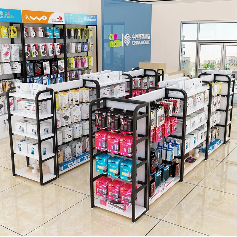 2025customized.Mobile Phone Accessories Store Shelves Cosmetic Beauty Function Gondola Rack Cell Phone display shop shelving