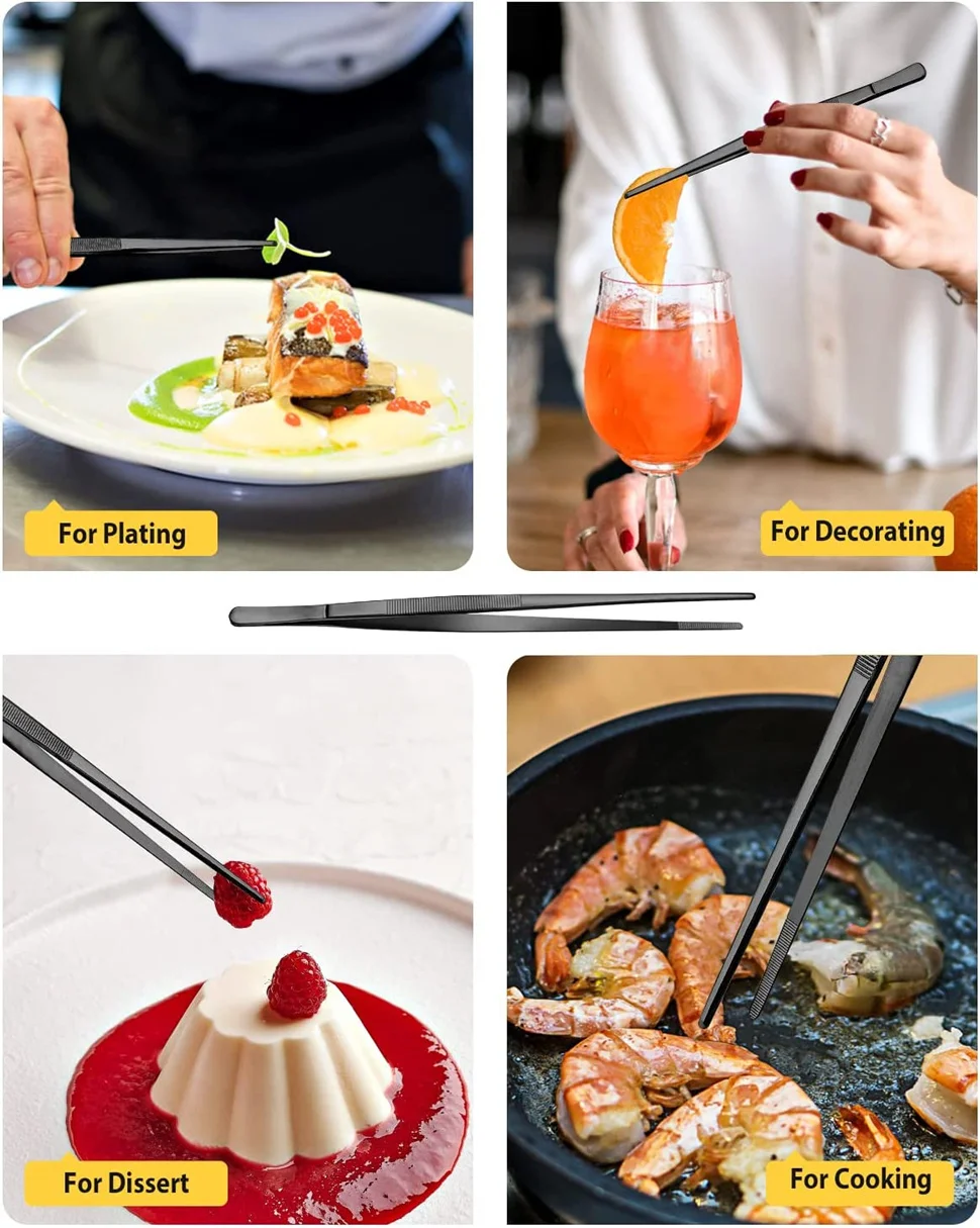 12-Zoll-Küchenpinzette, feine Pinzettenzange, extra lange Kochpinzette aus Edelstahl zum Kochen von Lebensmitteln in der Küche, Meeresfrüchten und zum Grillen – Detail 10