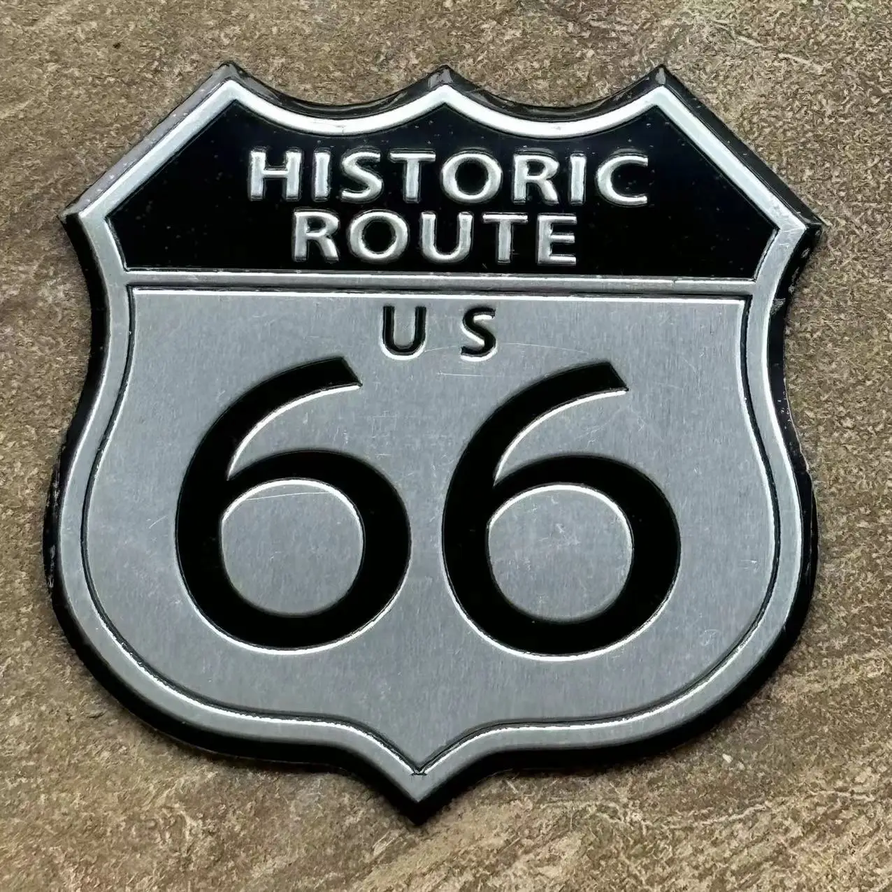 Motorcycle Route 66 Memorial Mark Aluminum Alloy Car Sticker on The Rear of The Car Suitable for All Motorcycles and Cars