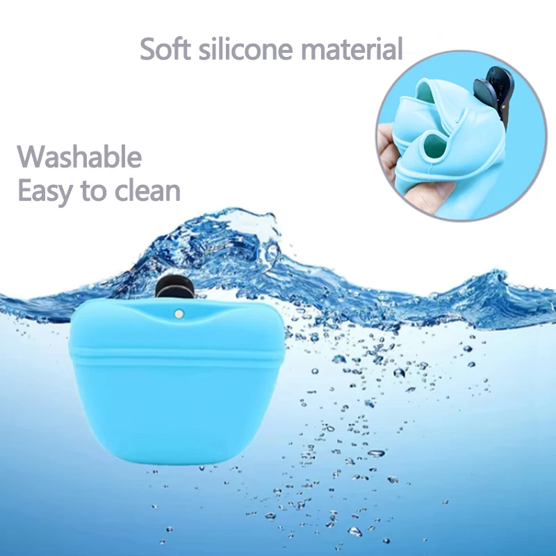 حقيبة تغذية الحيوانات الأليفة في الهواء الطلق التدريب الكلب الغذاء جيب المحمولة سيليكون الحيوانات الأليفة وجبة خفيفة الحقيبة في الهواء الطلق المشي الكلب معلقة نمط الخصر