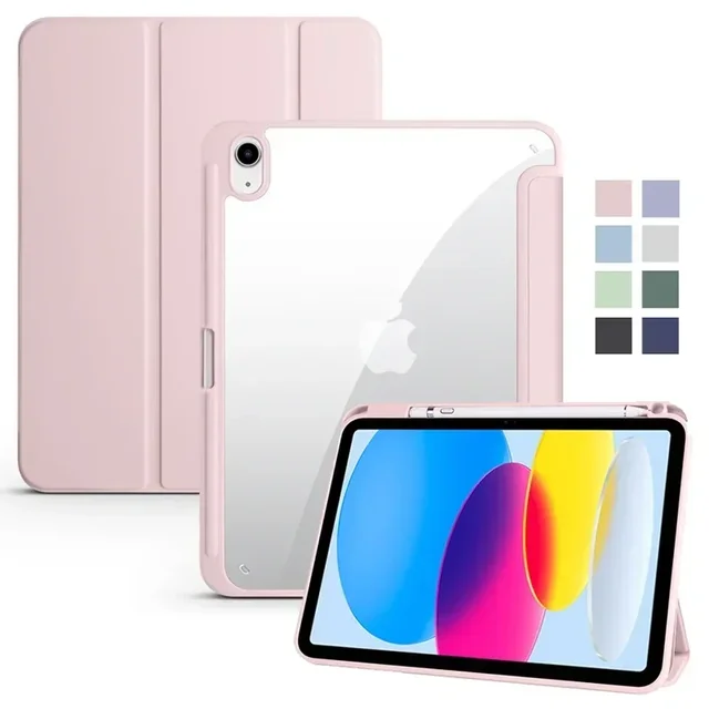 Etui na iPada 10. generacji z uchwytem na pióro Trifold Acrylic Clear Back Hard Cover Etui na iPada 10.2 9.7 Air 5 11 iPad 10 9 11th A16 Case