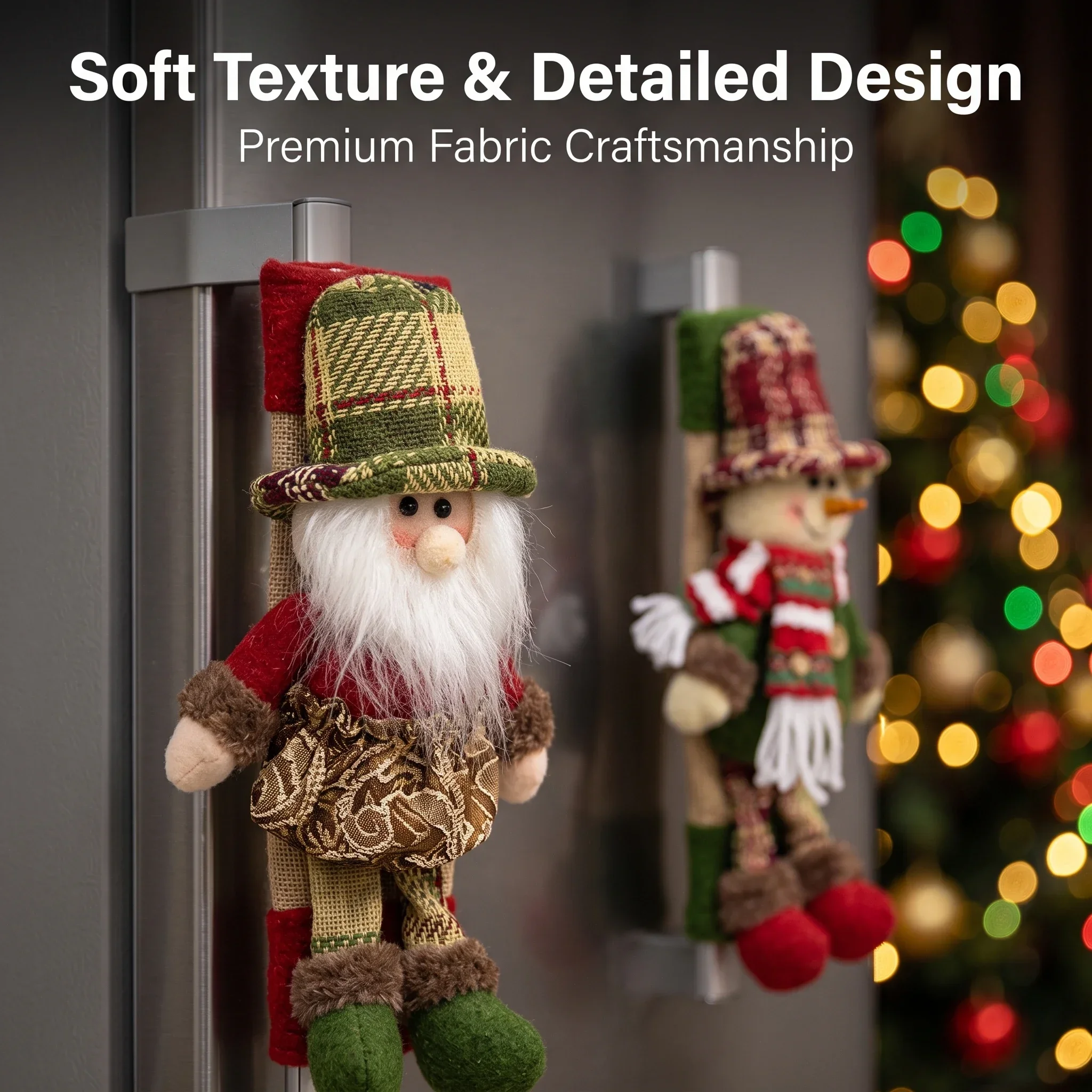 Christmas decoration Santa snowman refrigerator household appliance handle microwave oven dishwasher kitchen furniture