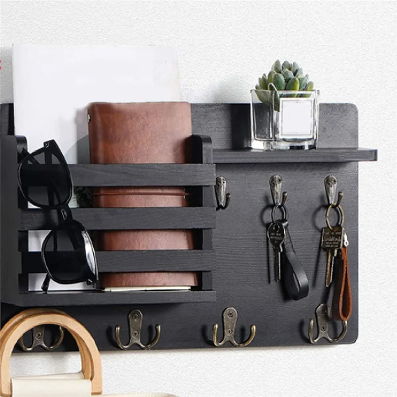 Key And Mail Holder For Wall Mail Organizer Wall Mount With Hooks Easy Installation Key Rack For Entryway And Homedecorb Durable