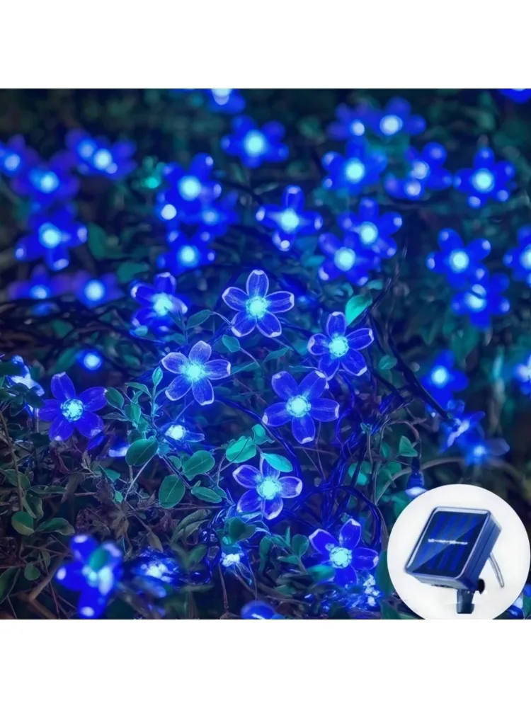 Solar Cherry Garden Blossom Flower Lights Slingers Lichtslingers Solar Outdoor Waterdichte Gazon Pathway Kerstdecoratie Lamp - afbeelding 2