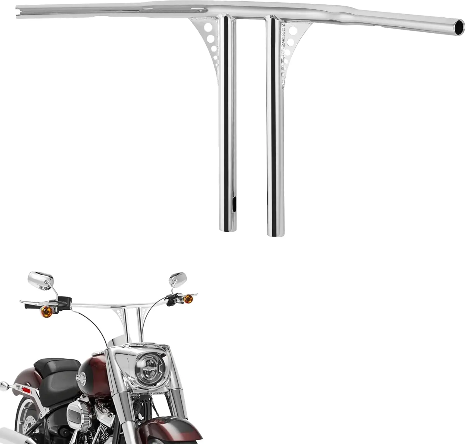 

16" Rise 1-1/4" T-Bar Straigh Up Handlebar Fit For Harley Electra Glide Road King Fat Bob Boy Freewheeler Heritage Softail Sprin