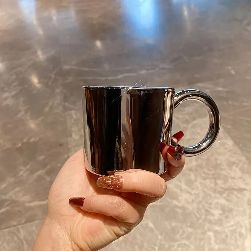 Sparkling Diamond Heart Mug Luxury Stainless Steel Coffee Cup Shatterproof Espresso Cups Kitchen Drinkware Home Accessories