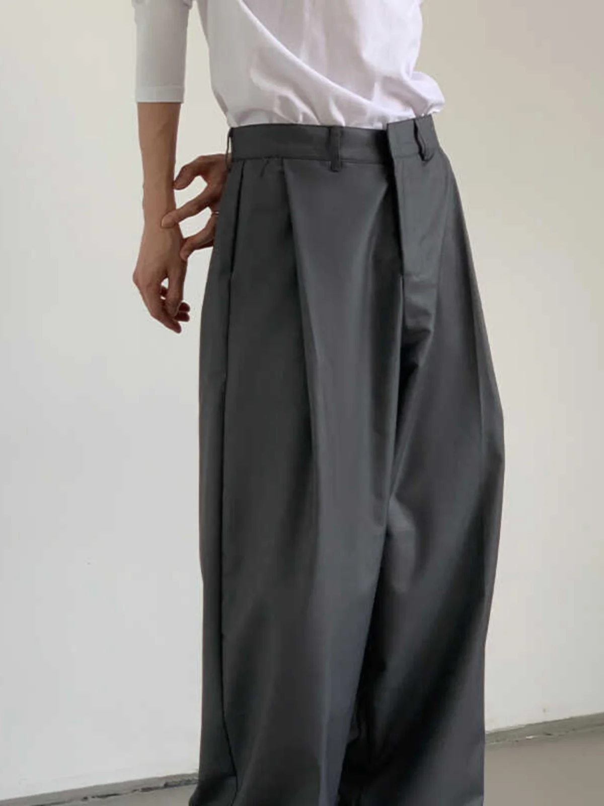 

American Sle Casual Pants Men's Loose Straight Leg Trousers Korean Design Sensation Pleated West Suit Pants Summer Faion