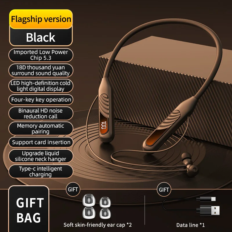 BT8 Draadloze Bluetooth-oortelefoon Koptelefoon Buitensporten Headset V5.3 Displayknopbediening Oordopjes voor muziek - afbeelding 1