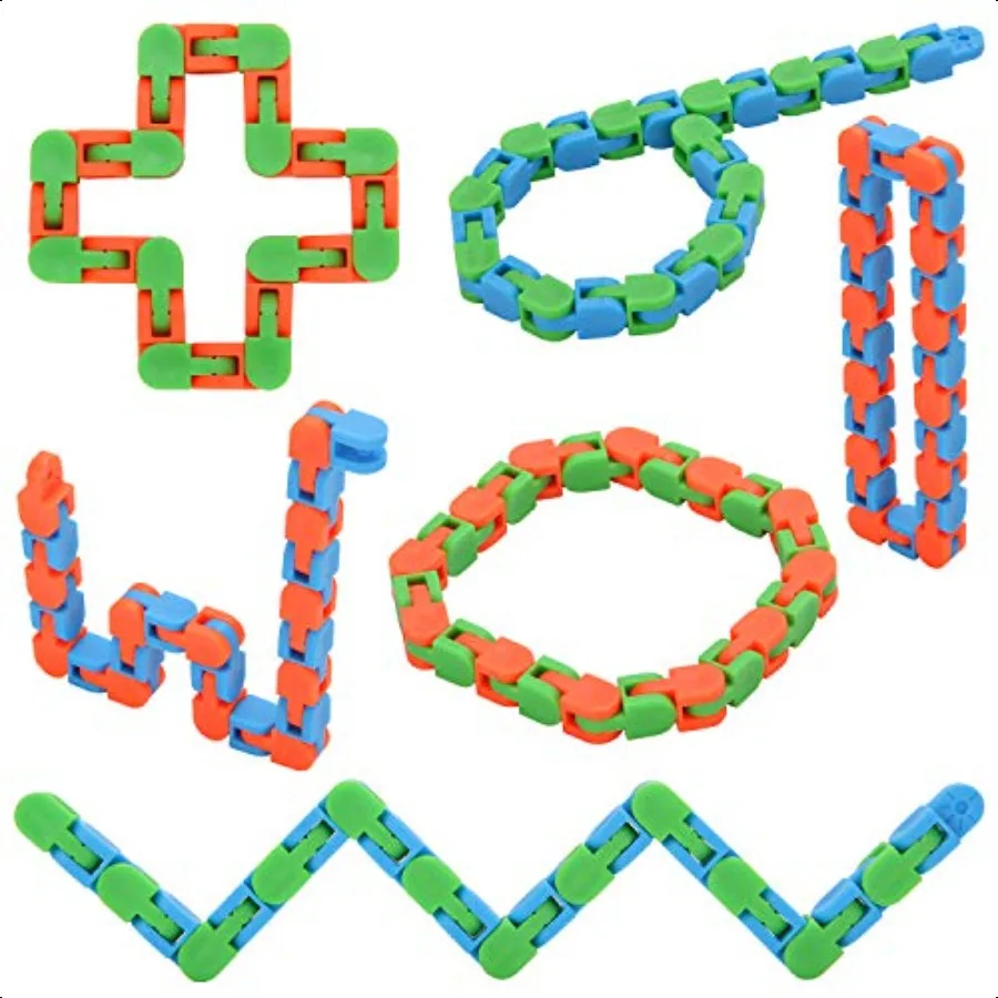 

6 Pack 24 Links Wacky Tracks Snap and Click Fidget Toys Finger Sensory Toys Snake Puzzles for Str Relief Party Bag Fillers Part