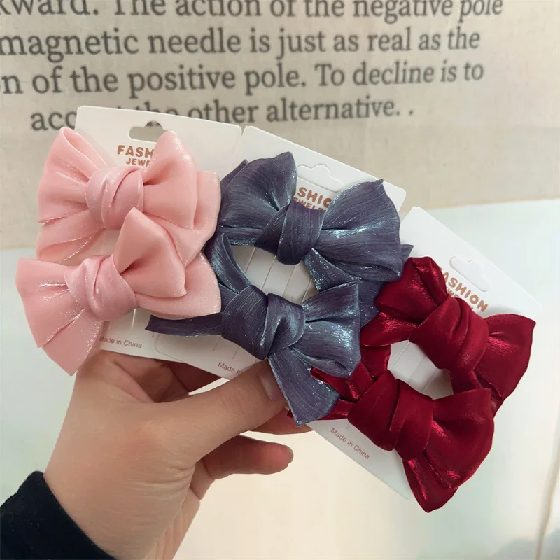 2pcs/set Sweet Chic Hair Clip for Girl Korean Fashion Princess Bow Style Hair Clip Children Girl Headwear Cute Hair Accessories