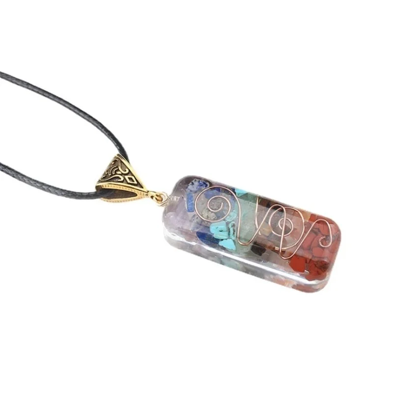 Retro Reiki Healing Energy Crystal Pendant Natural Stone for Yoga Meditation Spiritual 7 Chakra Jewelry Neckalce Amulet Orgonite