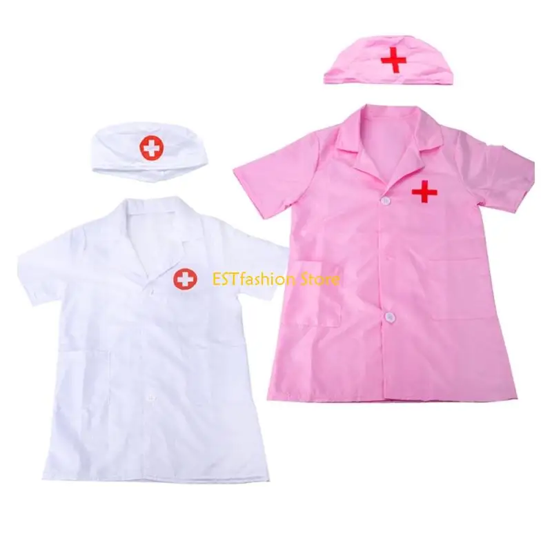 

Y5GC Kids Doctor Coat Set Children Cosplay Dressing up Doctor Costume for Boys and Girls Cosplay Halloween Doctor Costumes