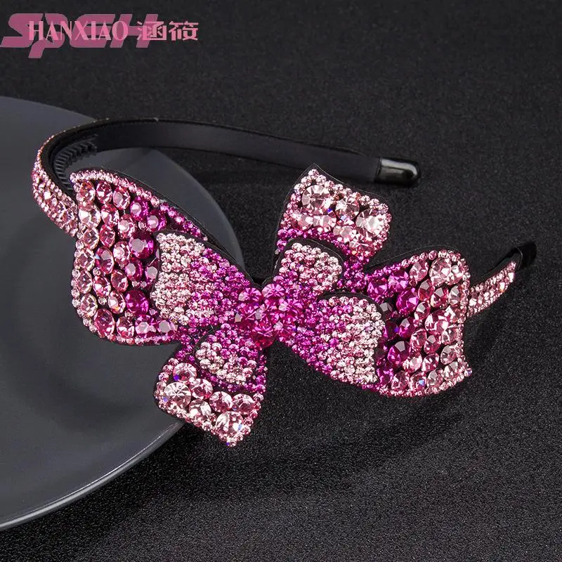 Rhinestone bow hair band Korean diamond hairpin women's simple and versatile external headband large diamond