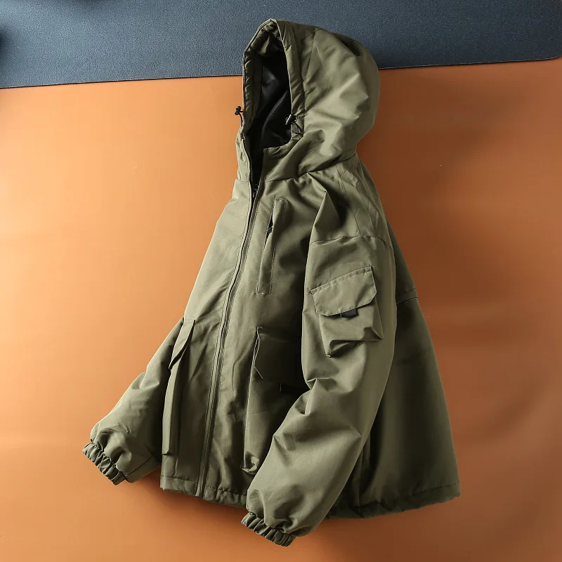 

Мужская утепленная хлопковая куртка с капюшоном для активного отдыха, повседневная, теплая, ветрозащитная, осенне-зимняя, рабочая одежда, молодежная, свободного кроя