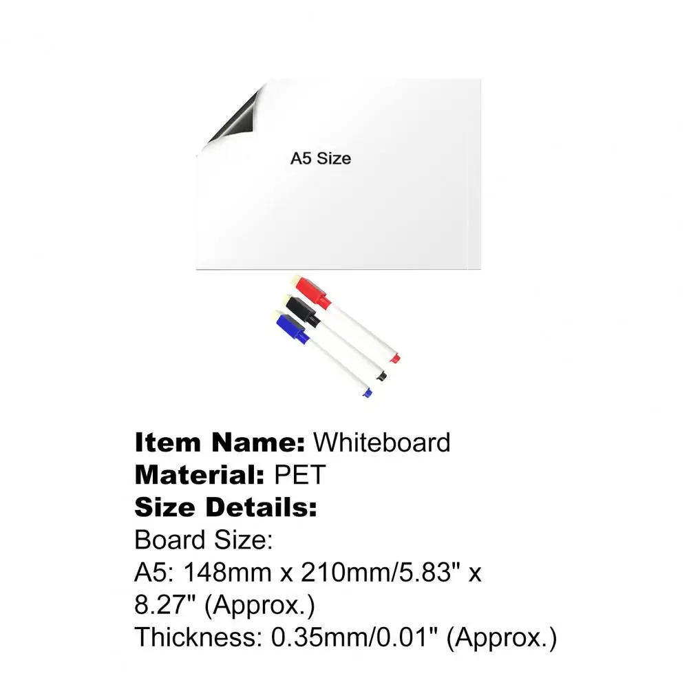 A5 Whiteboard Sheet Magnet Memo Fridge Sticker Flexible Magnetic Whiteboard Home Magnetic Sticker Dry Erase White Boards