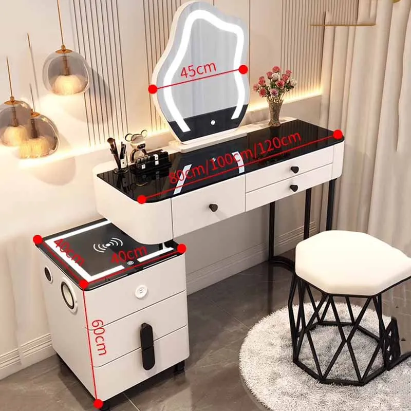Storage Light Dressing Table Organizer Mirror Stool White Dressing Table Cabinets Makeup Comoda Pra Quarto Luxury Furniture image 4