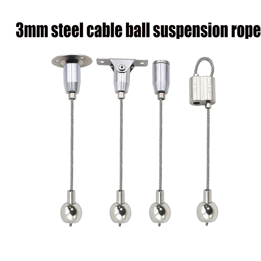 

3mm 304 stainless steel cable rope, adjustable suspension wire rope kit, with ball suspension code, suitable for hanging murals