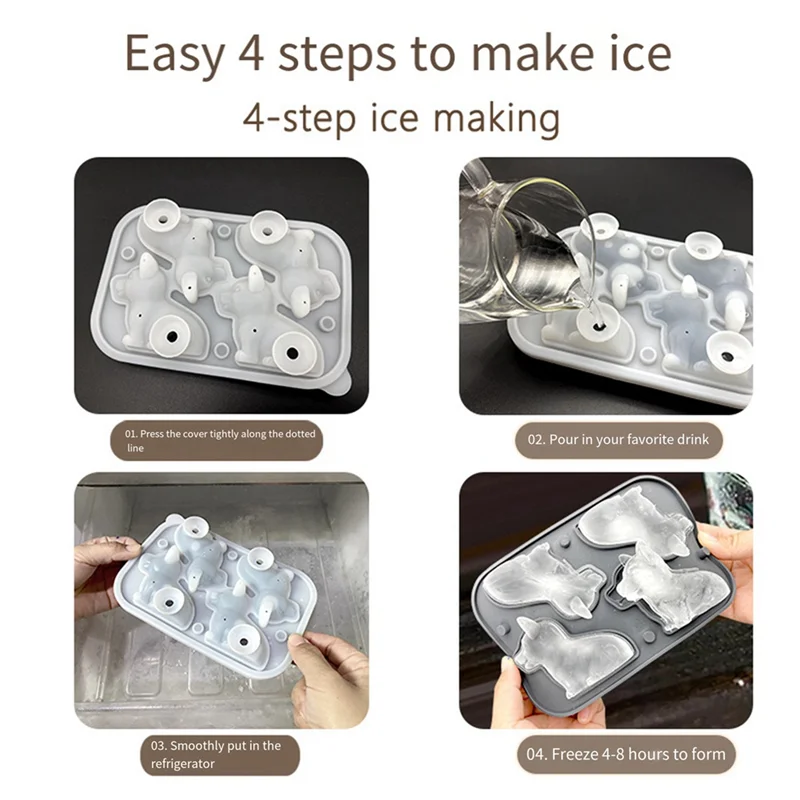 ดี-2 ชิ้น 3D สุนัข Ice-Cube ถาดรูปร่างสนุกสําหรับวิสกี้,ค็อกเทล,Bourbon สุนัขน่ารักแม่พิมพ์น้ําแข็งสีขาวและสีดําซิลิกาเจล