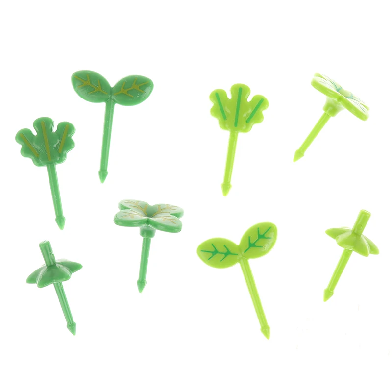 8pcs Fruit Fork Toothpick Leaves Plastic Decoration Lunch Box Bento Accessories Small Salad Tiny Fork Mini Cake Picks For Kids