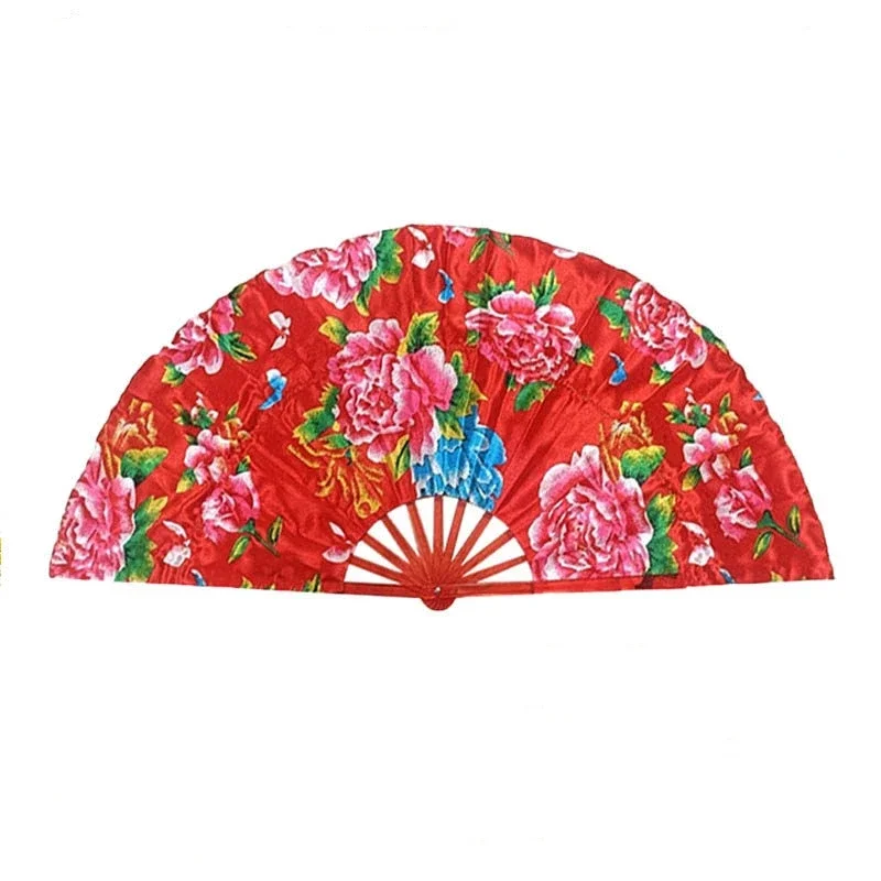 

China Northeast Women Men Errenzhuan Yangko Fan Big Flower Cloth Dance Handkerchief Fan Set Adult Square Dancing Yangge Fans