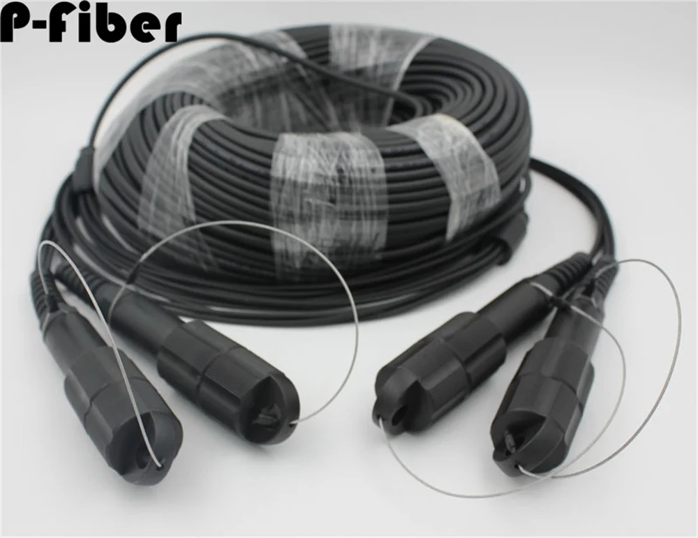 Imagem -04 - Jumper Blindado Exterior da Fibra Cabo de Remendo da Fibra Ótica da Extensão mm Núcleos Núcleos Om3 6c 8c Tpu 50m 60m 70m 80m 100m 120m lc fc sc st