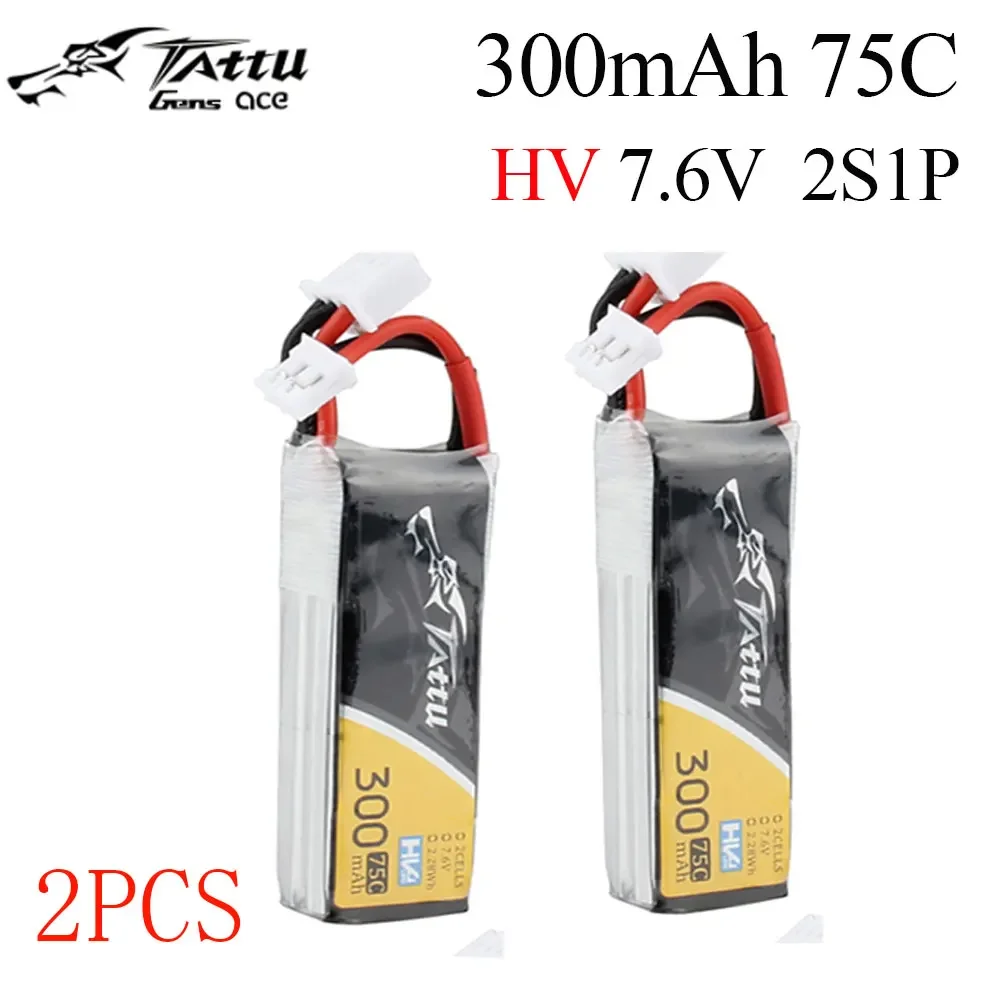 TATTU LiPo Battery 2S 3S 300mAh 75C 7.6V 11.4V with PH2.0 Plug Battey for RC FPV Racing Drone Quadcopter