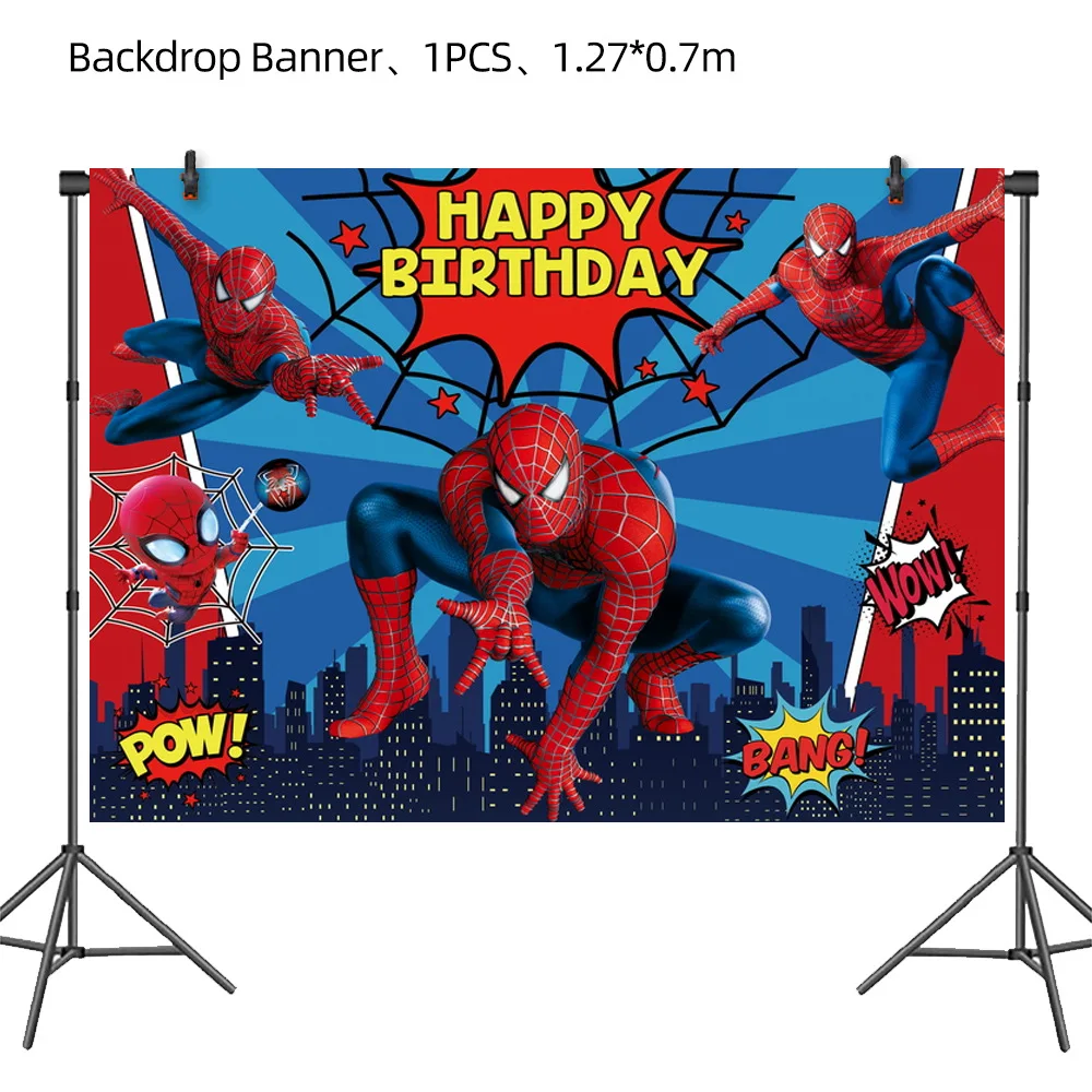 Spiderman Themed Birthday Party Supplies Disposable Meal Cup Tablecloth Children\'s Birthday Party Aluminum Balloon Decoration