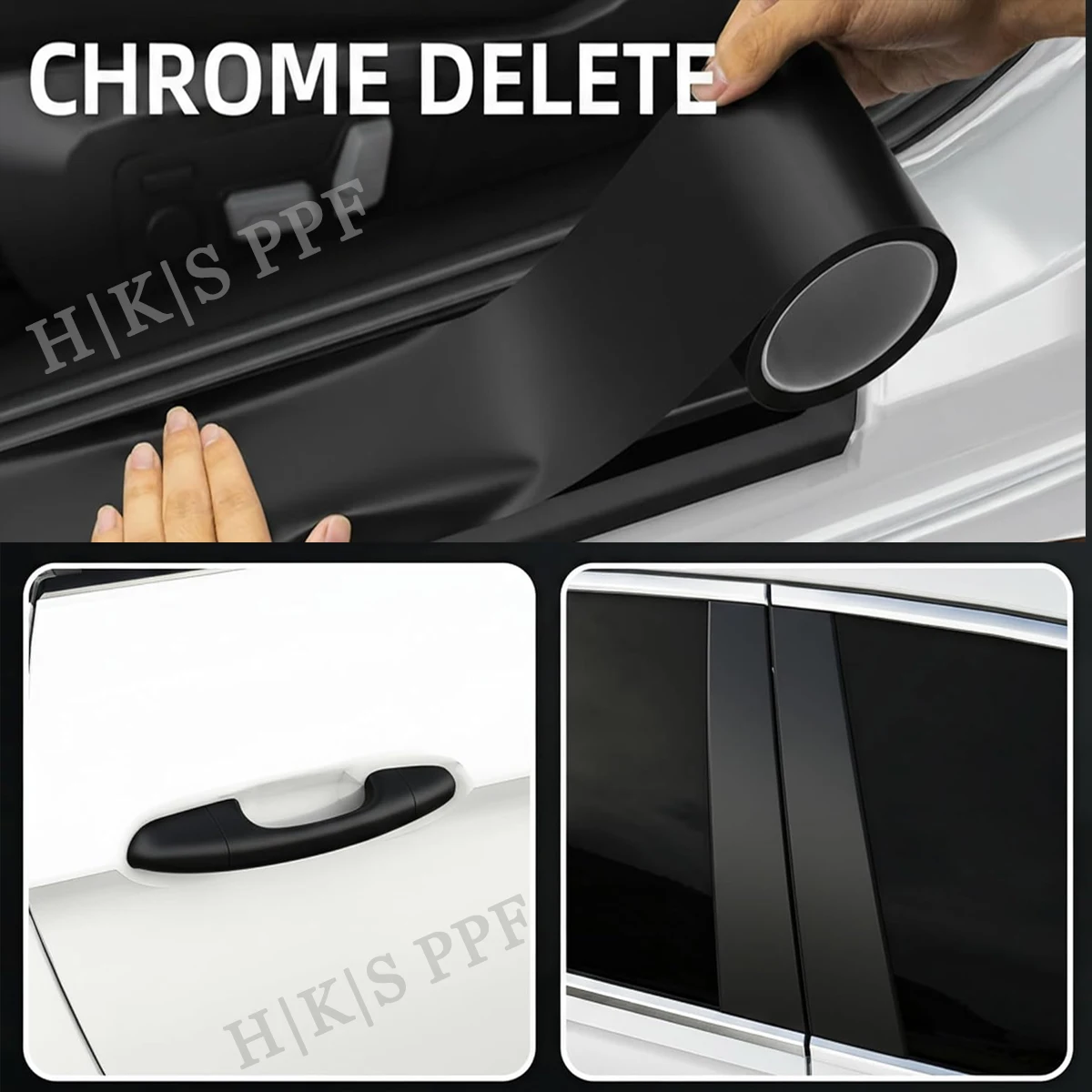 Matte Black Vinyl Tape Wrapp with Chrome Plated Removal Scratch Resistant Car Door Guard Protective Film Window Decorative Tape image 3