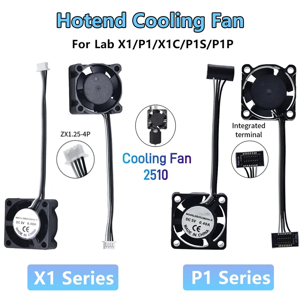 

2510 Вентилятор для Bambu Lab X1/P1 Hotend Охлаждающий вентилятор с кабелем Вентилятор быстрого охлаждения для Bambu X1C P1S P1P Аксессуары для 3D-принтеров