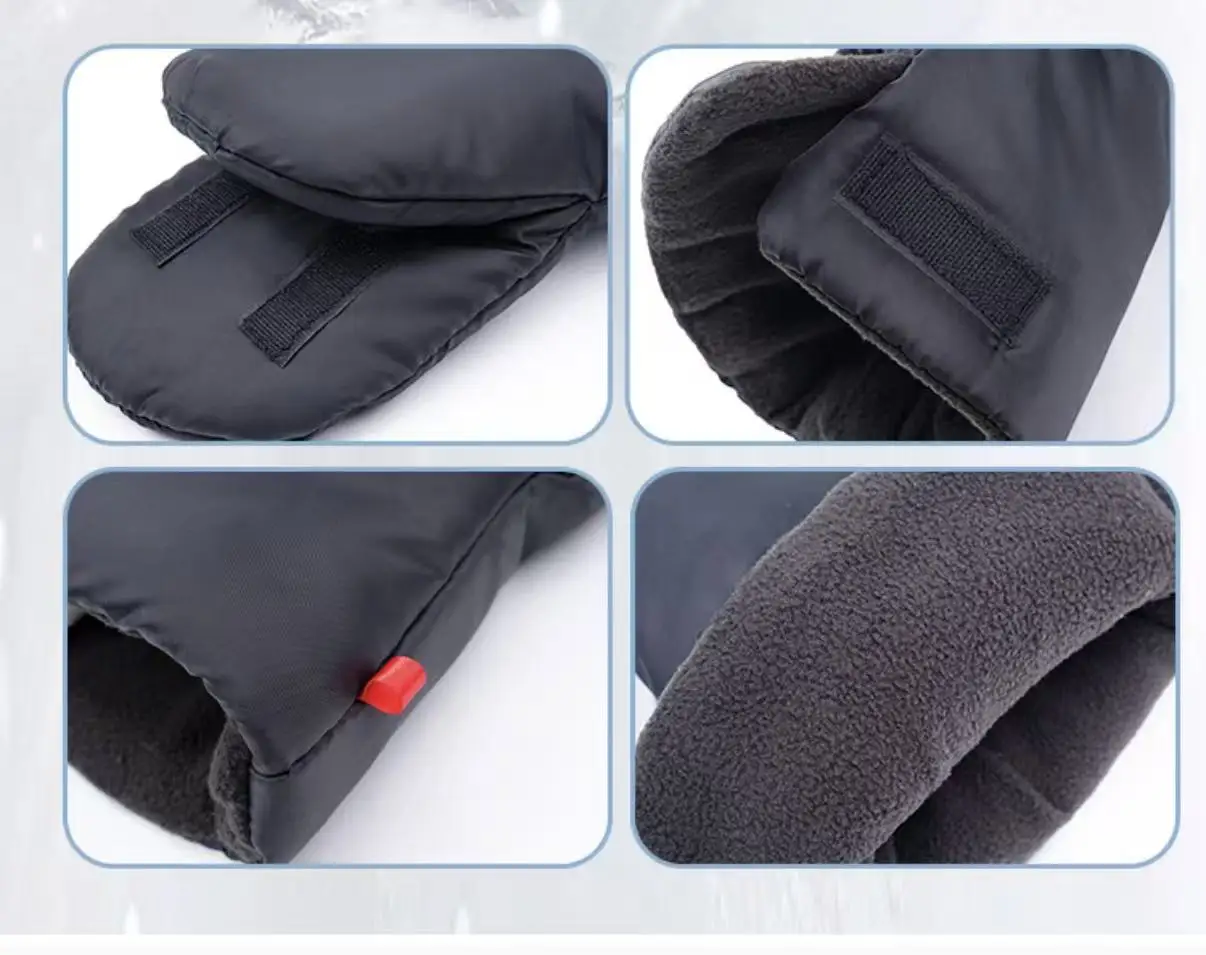 طفل عربة قفازات مقاوم للماء الشتاء الدافئ التجمد القفازات غطاء اليد عربات التي تجرها الدواب عربة إفشل قفاز عربة اكسسوارات 2 قطع #5