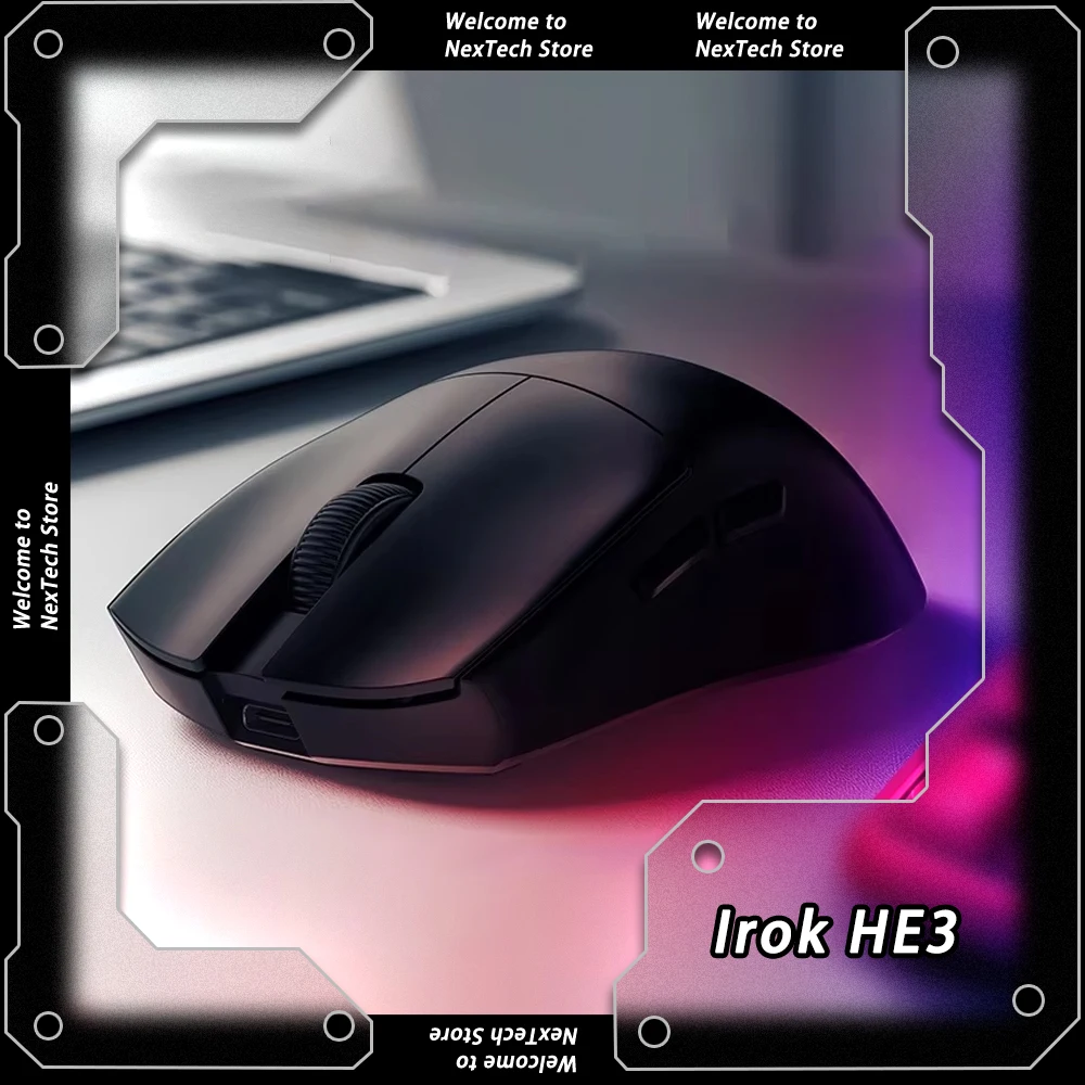 Irok HE3 ماوس لاسلكي بلوتوثPaw3395 ماوس ألعاب رياضي ثلاثي الوضع خفيف الوزن لألعاب الكمبيوتر مخصص بطارية قابلة للتبديل