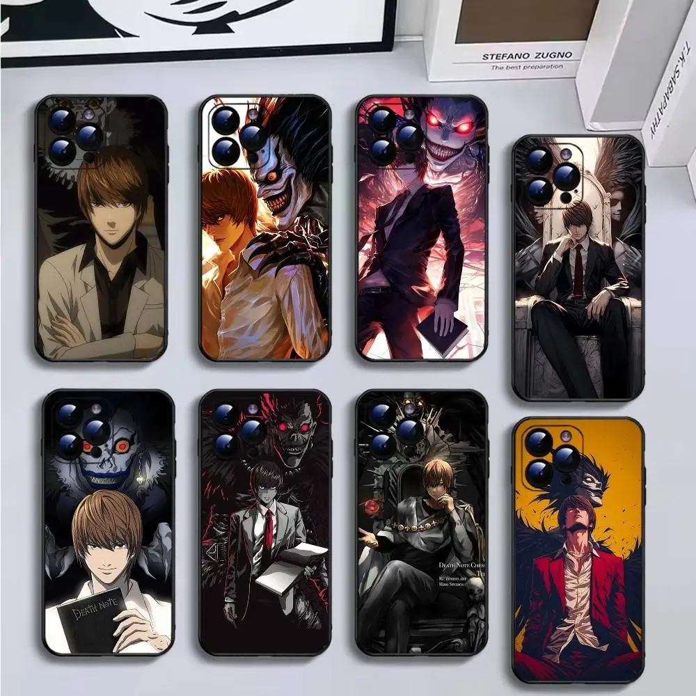 

Hot Anime Death Note Phone Case For iPhone16,15,14,13,12,11 Plus,Pro Max,XS,X,XR,SE,Mini,8,7,Soft Silicone Black Cover