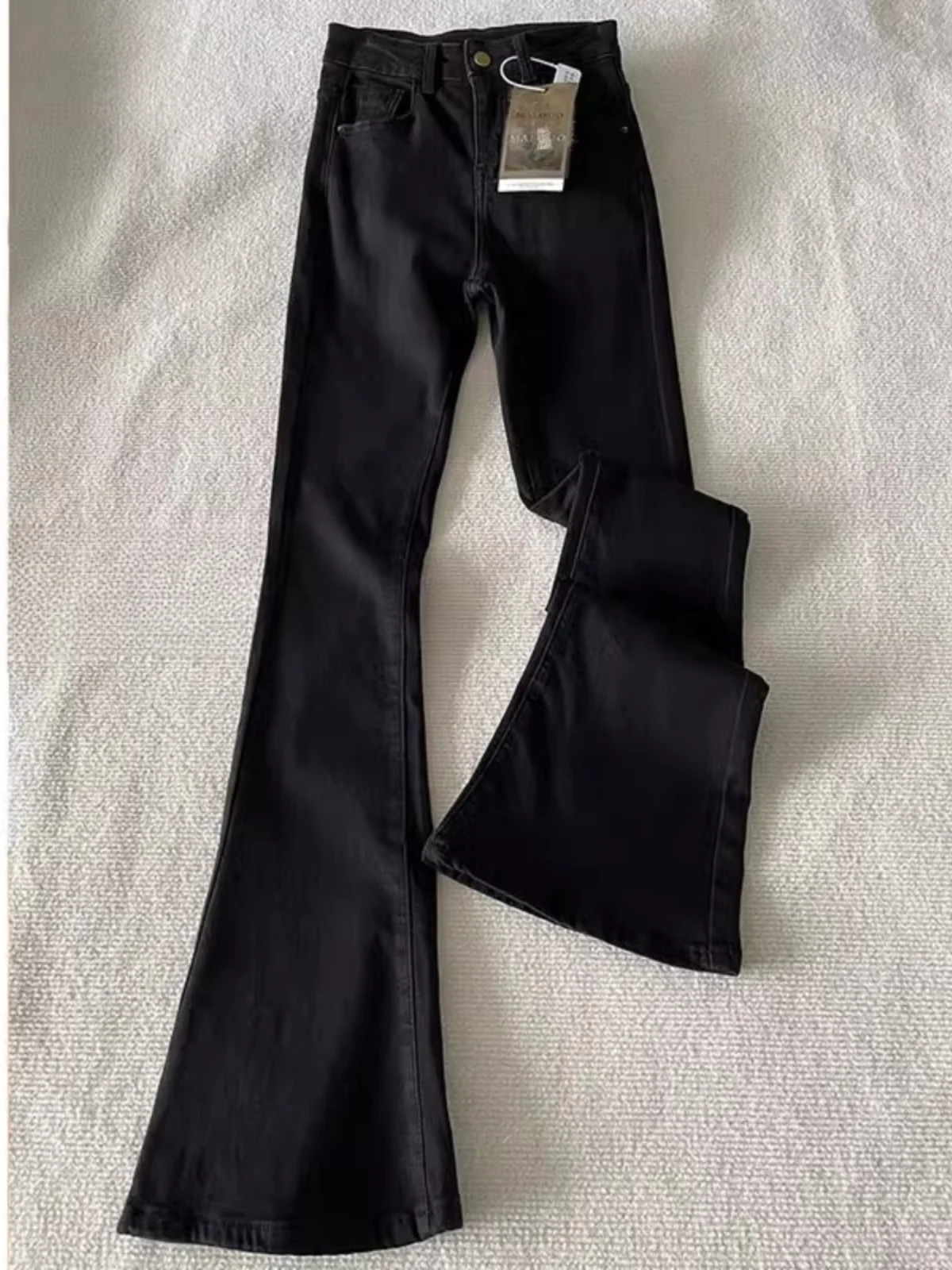 

Большие размеры, американские джинсы Bla Bell Bot, женские облегающие эластичные брюки-колокольчики, длинные брюки с высокой талией, осенние новые брюки размера плюс