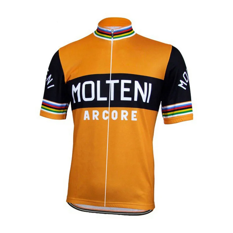 Molteni Retro Cycling Jersey Set Men Bike Shirt Jersey Cycling Cap Bib Shorts Outdoor Bicycle Clothing Suit Summer