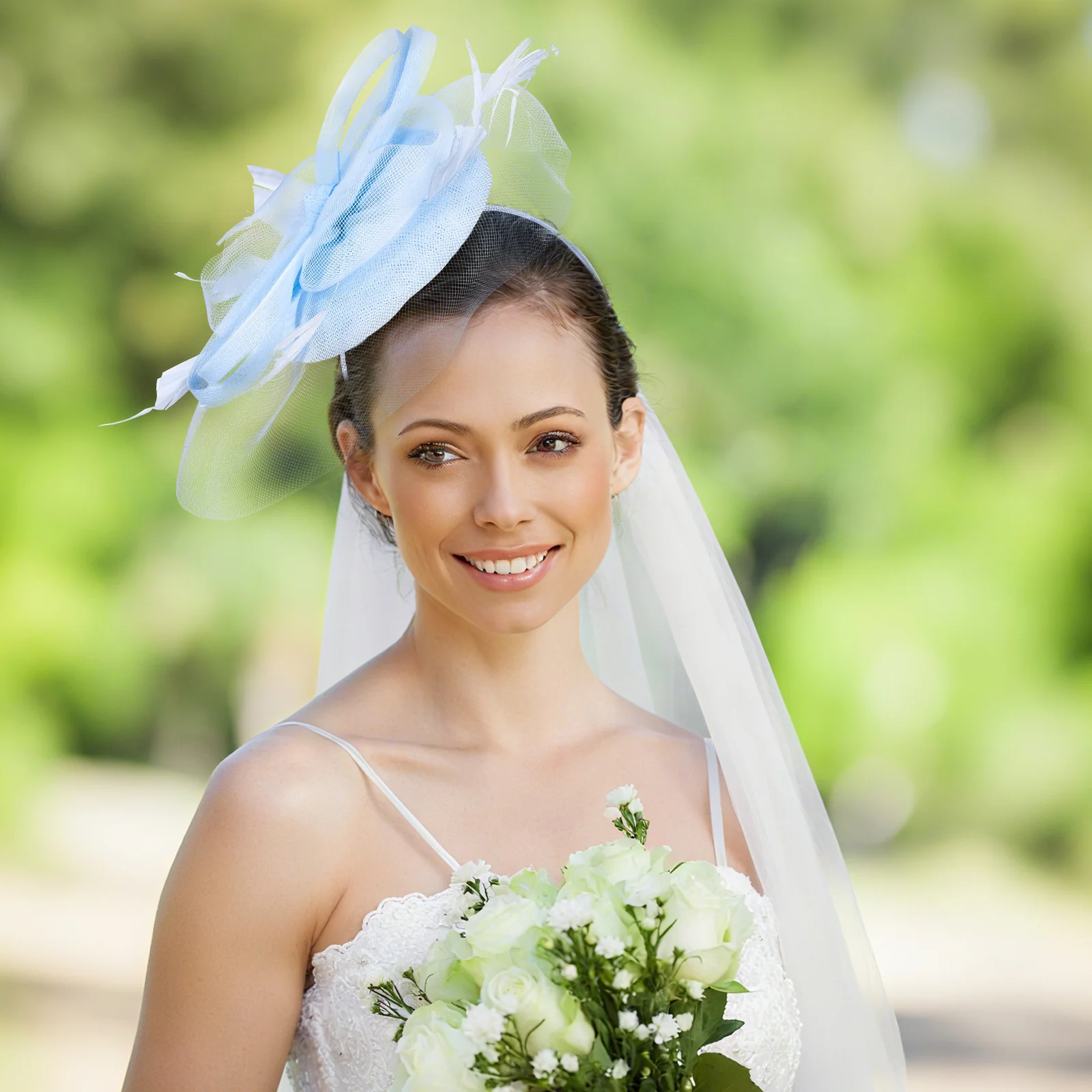 

Sky- Veil Hair Accessories Lightweight Fascinator Headdress For Women Wedding Tea Party Bridal Banquet Cosplay