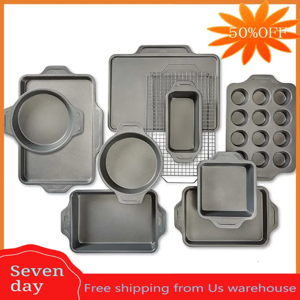 

Mold Silicone Baking Pan Grey Pastry Molds Nonstick Bakeware Set 10 Piece Oven Safe 450F Half Sheet Round Cake Pan Kitchen Bar