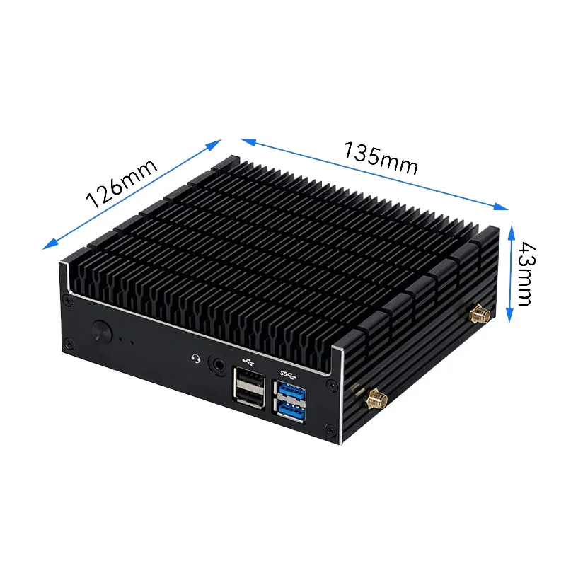 Fanless Industriële Mini Pc Computer Intel Pentium 5405u Dr 4 M.2 Ngff Ssd 4K Uhd Wifi Bluetooth Windows 11 Linux Barebone