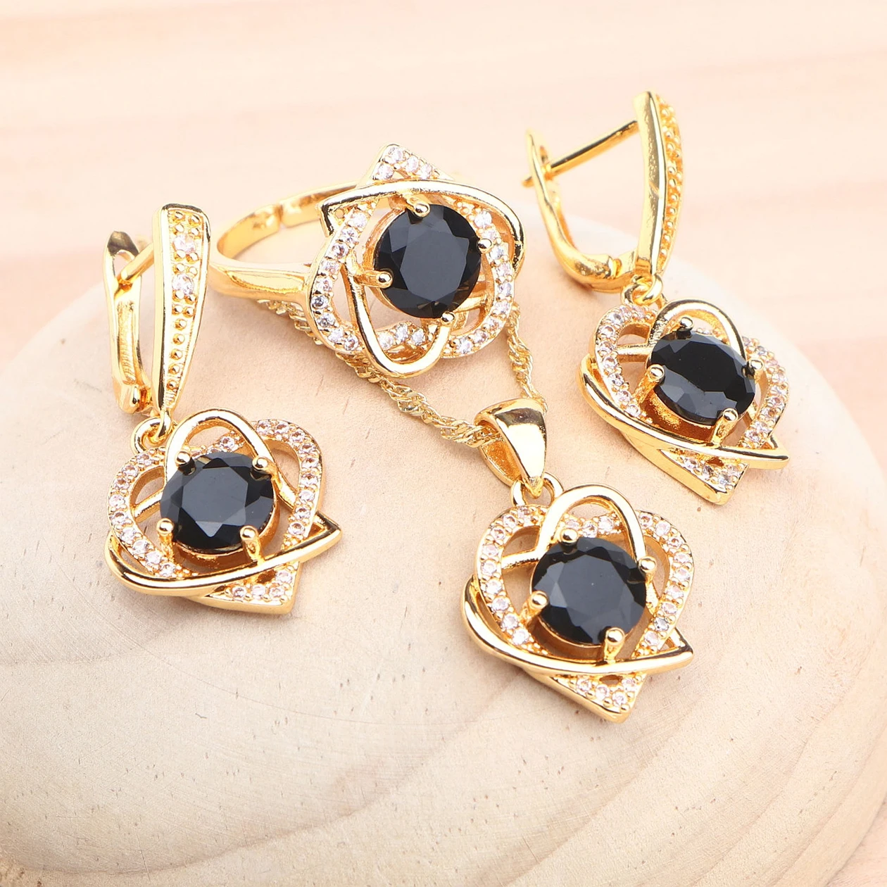 

Cubic Zircon 925 Silver Bridal Jewelry Sets For Women Rose Gold Color Wedding Costume Earrings Rings Pendant Necklace Set
