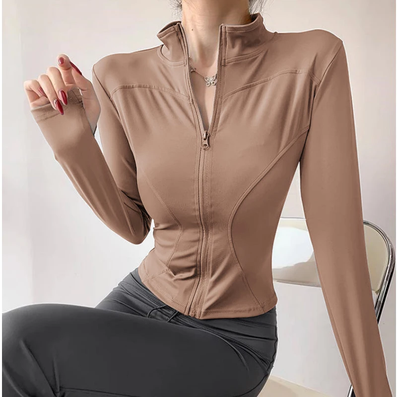 Damen Workout Sport Yoga Fitness Gym Jacke Activewear Langarm