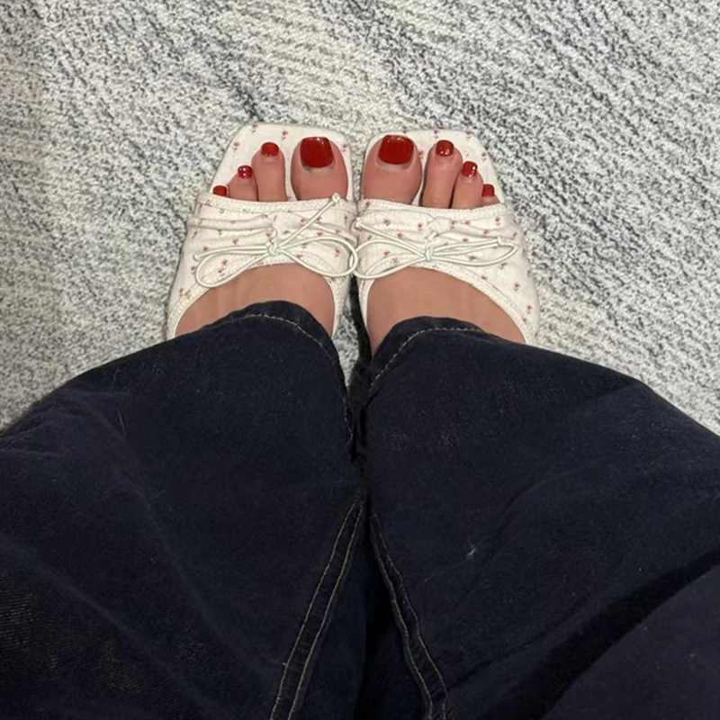 Women's Floral Square Toe High Heel Slide Sandals